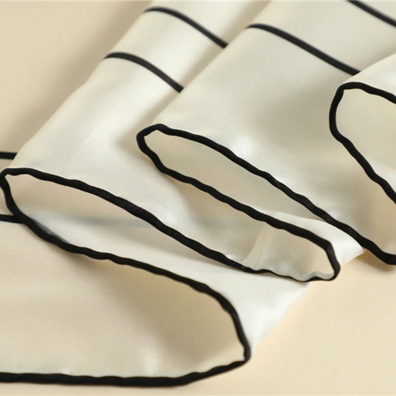 

Striped Square Scarves Bandana Women Twill Silk Scarf 2021 Fashion Headband Neck Tie Band Foulard Female Kerchief