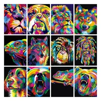 5d diy diamond painting animal set lion tiger dog round diamond embroidery colorful mosaic picture cross stitch decoration