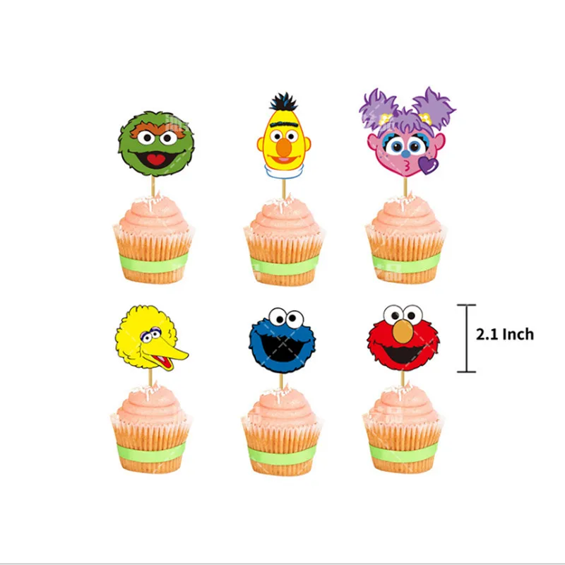 Уличный День Рождения украшения Улица Сезам тянуть флаг баннер вставка для торта