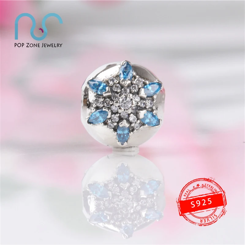 

Fit Original Brand Pandora Charm Bracelet Clamps S925 Sterling Silver Crystal Snowflakes Beads Luxury Fashion Women Jewelry Gift