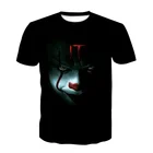 Футболка мужская с 3D-принтом клоуна из фильма ужасы, повседневный модный топ с круглым вырезом и коротким рукавом, одежда для мальчиков, уличная одежда, лето