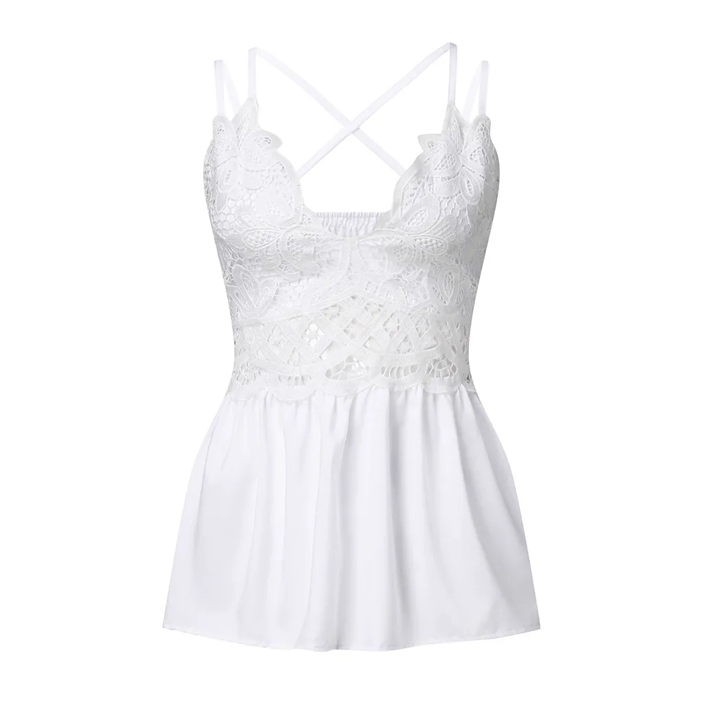 Новинка 2020 винно-полый резервуар для женщин Модный повседневный кружевной жилет