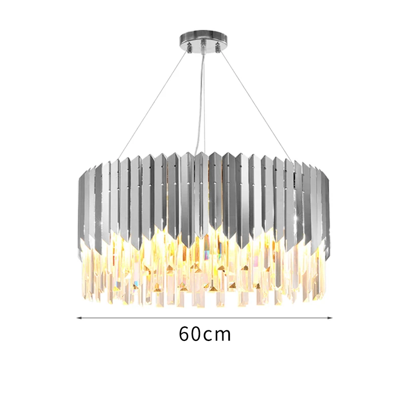 dia 60cm silver Маленький круглый золотой Хрустальный светодиодный Современный Люстра-светильник ing для кухни, столовой, спальни, прикроватный светильник, роскошные подвесные лампы k9 - Цвет абажура: dia 60cm silver