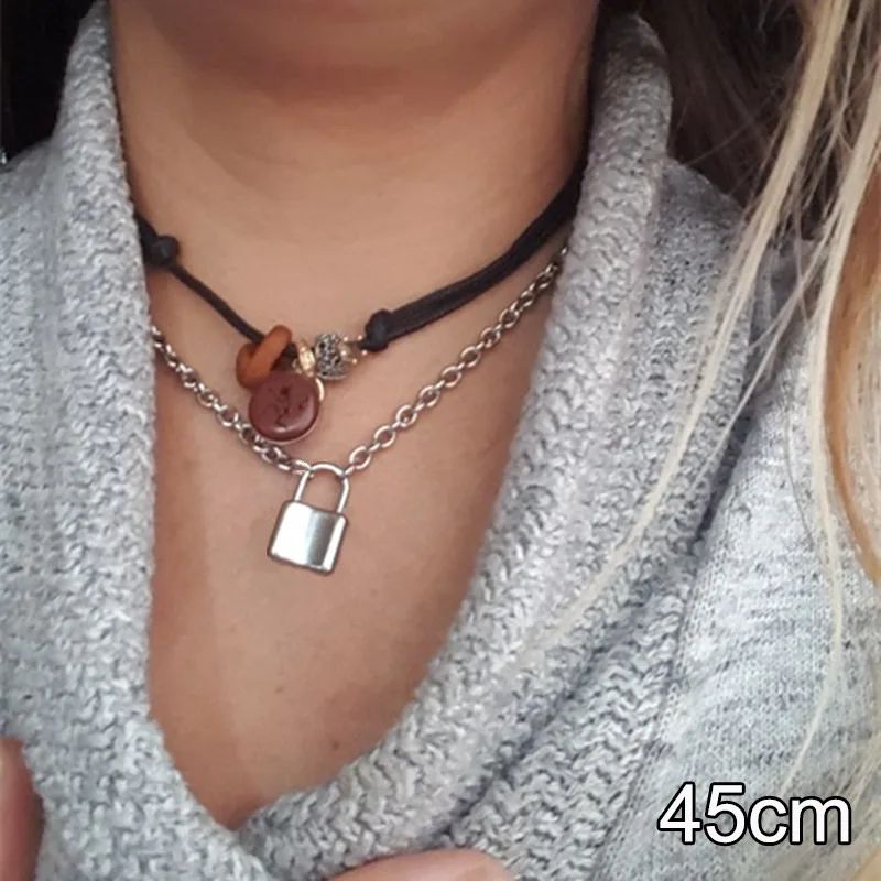 Серебристый браслет из нержавеющей стали цветной висячий замок Подвески цепочка