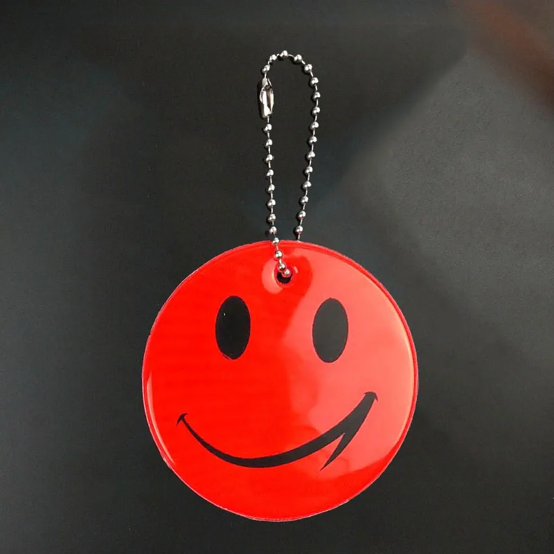 

6.5CM Cute smile face Keychain reflective keyrings bag pendant accessories High visibility traffic safety