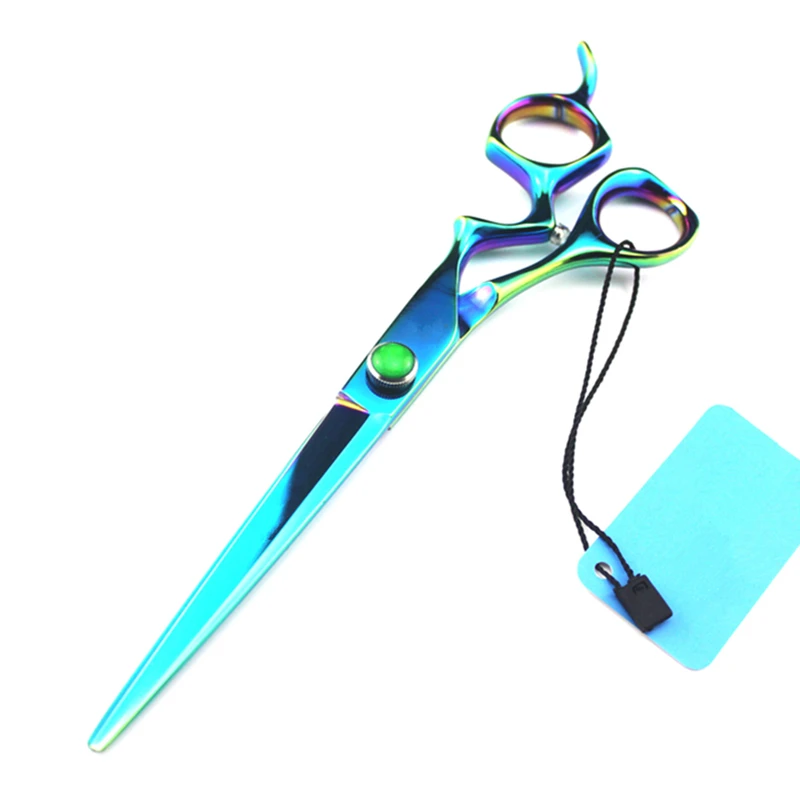 Японские Стальные Ножницы Для Стрижки собак 7 дюймов с зеленым драгоценным