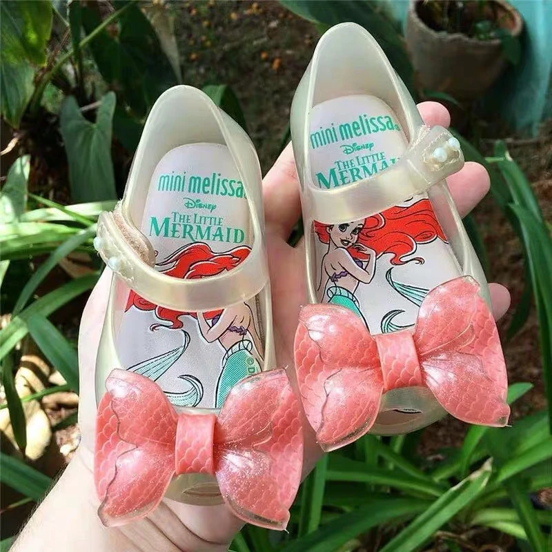 Мини Melissa желе сандалии Русалочка детские 3D бант девушка удобная обувь принцессы дети обувь|Сандалии| |