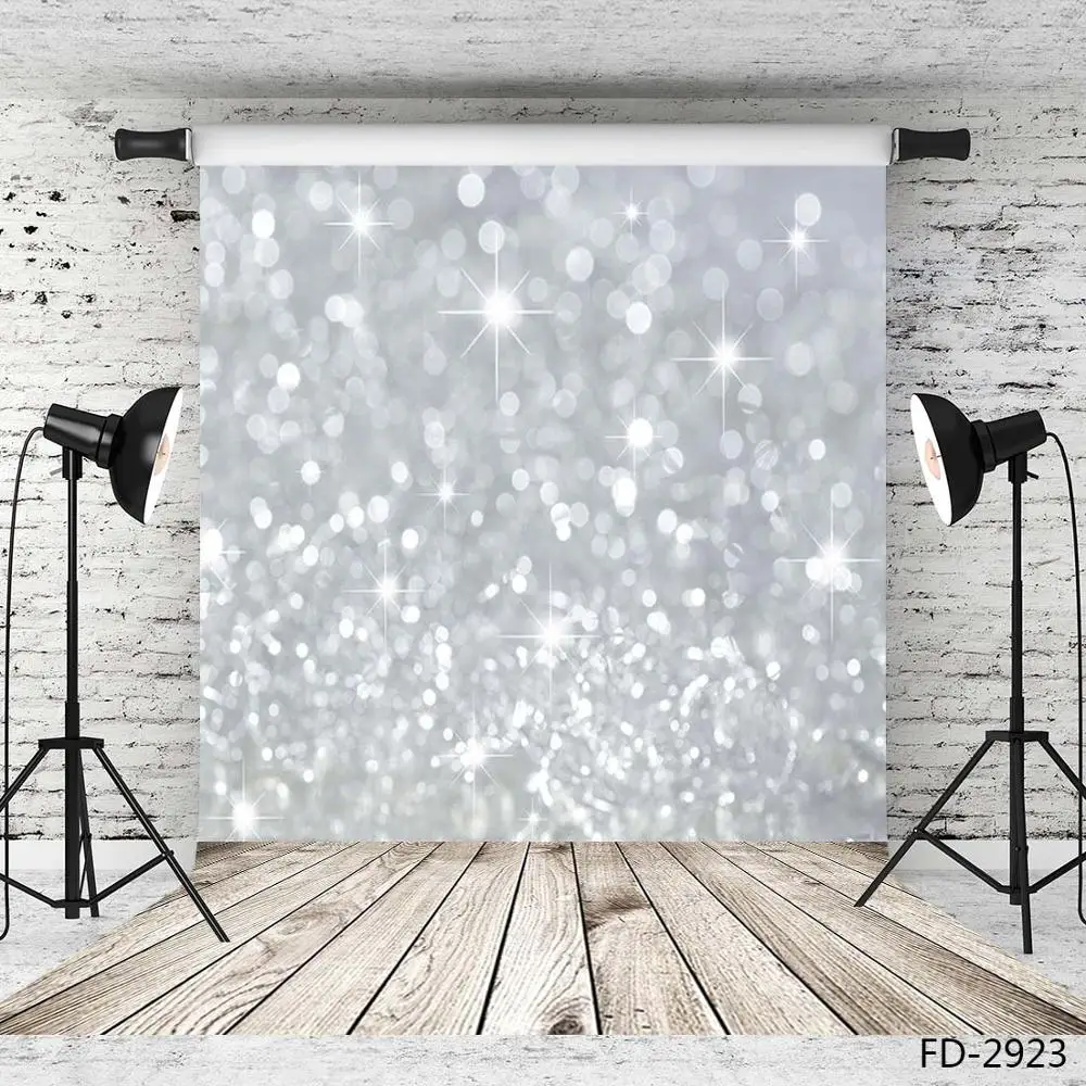 

Silver Star Light Bokeh Glitter Wood Board Portrait Photography Background Baby Children Photographic Backdrop For Photo Studio