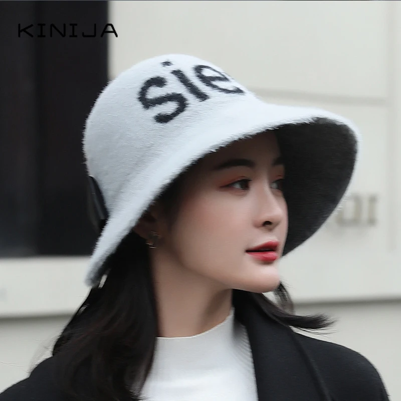 Новая осенне зимняя Корейская женская модная большая шапка из норки с бантом и