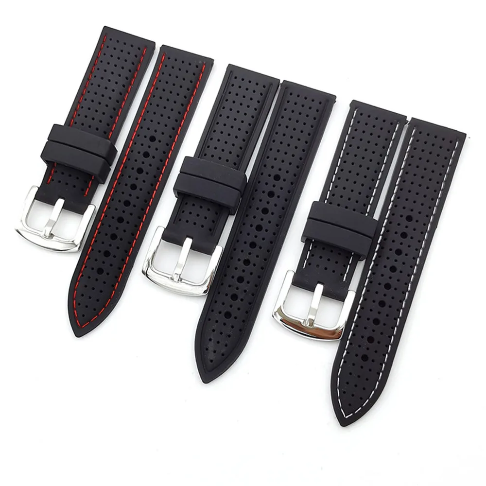 

Ремешок силиконовый для мужских и женских часов, мягкий спортивный водонепроницаемый дышащий резиновый браслет, аксессуары для наручных ч...