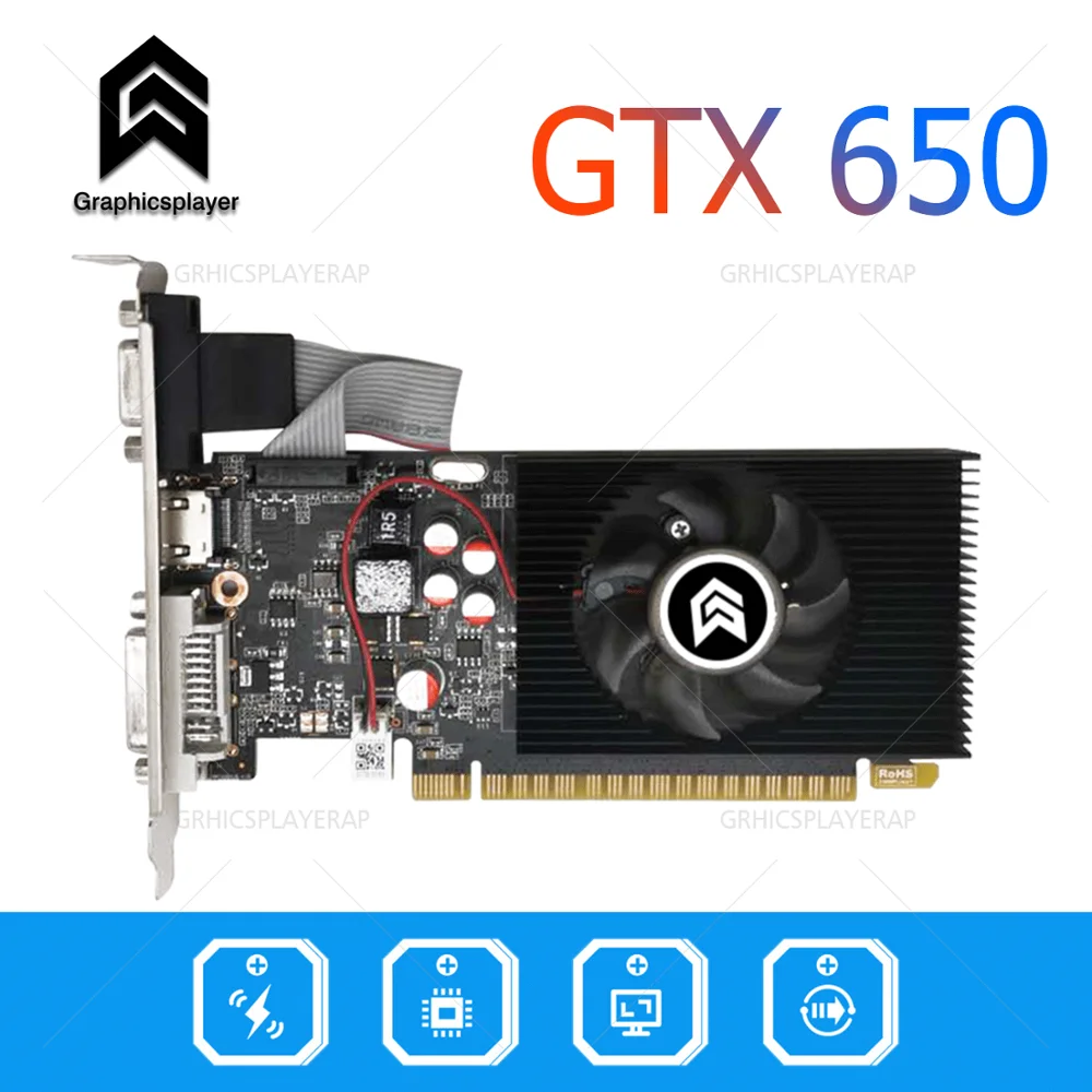 LP Графика карты GTX650 2 ГБ/2048 Мб видеокарта HDMI VGA DVI с вентилятором подходит для
