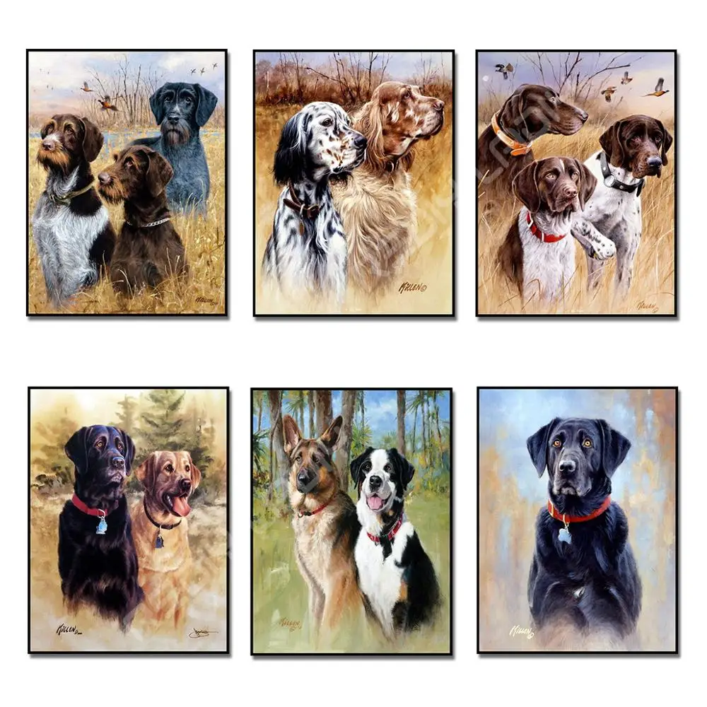 Алмазная живопись собак и охотников алмазная вышивка с животными