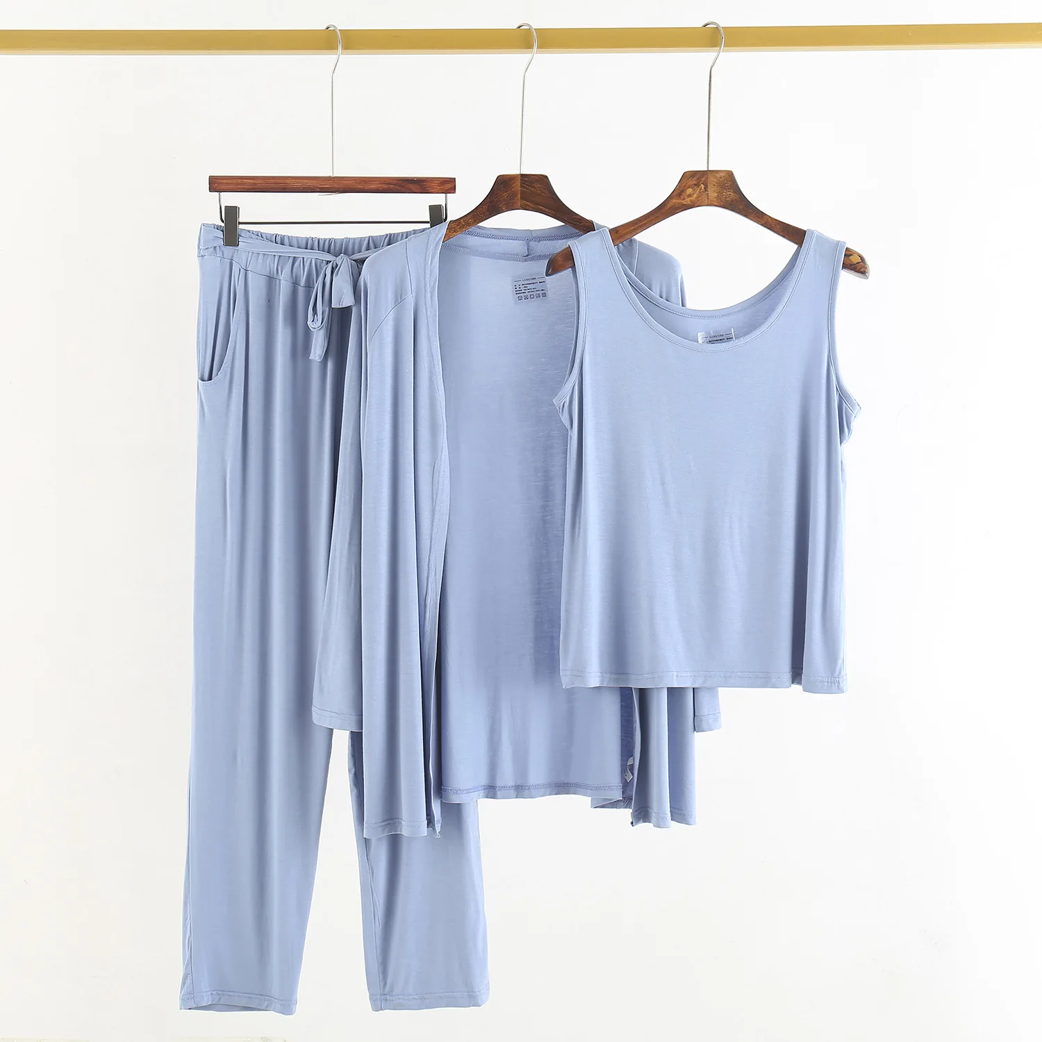 

Modal Sleepwear Women Solid Pajama Sets Cotton Casual Pijama Soft Summer Loose Pyjama Famale PJ Set Dormir Home Clothing 3Piece