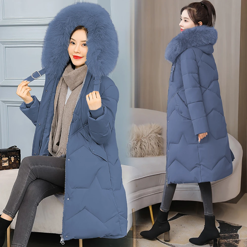 Vielleicht 2022 Snow Wear Long Jacket Winter Parka Coat Women Casual Fur Hooded Winter Jacket Women 5XL Female Outwear