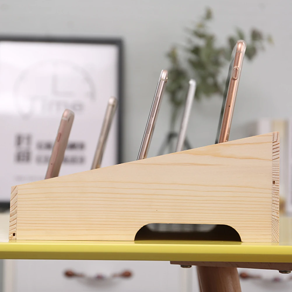 2019 офис для дома древесные хранение мобильных телефонов коробка рабочего стола