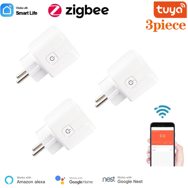 

Tuya ZigBee Smart Plug EU 16A 110-250V Timer Socket Smart Home Wireless Compatible With Alexa Google Home Assistant 2021 New