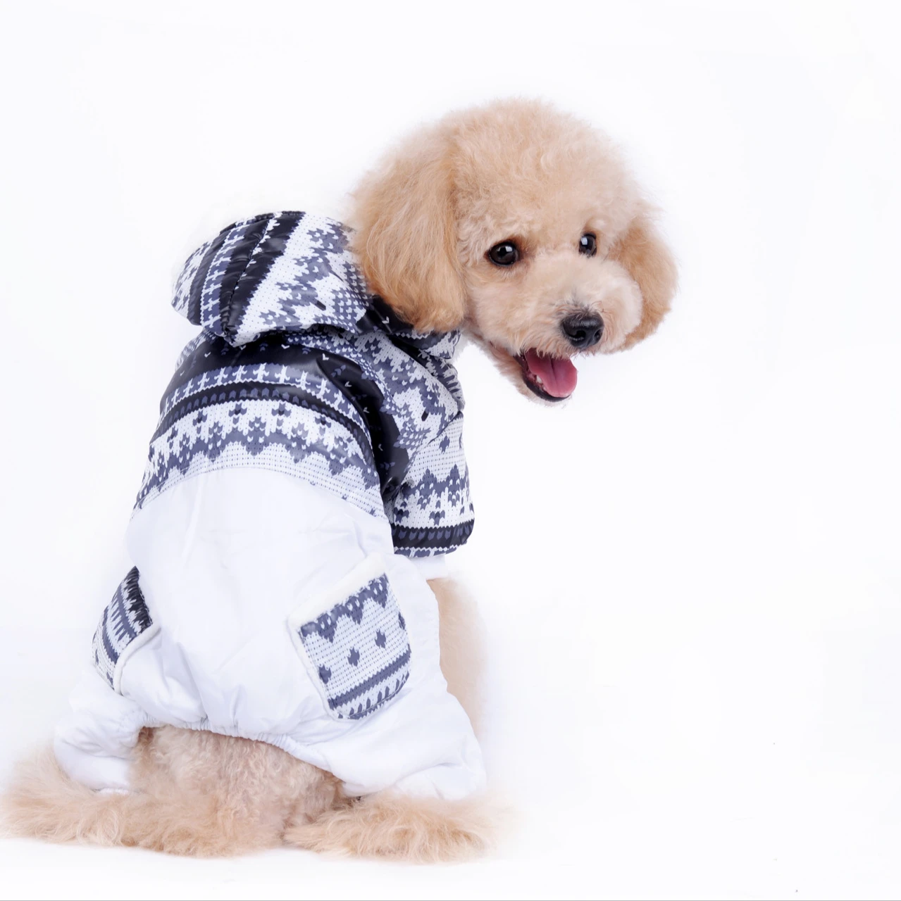 

Snowflake&Deer Print Dog Jumpsuits Thickening Pet Winter Warm Clothes Puppy Coats Jackets Small Dog Hoodies Clothing Garment