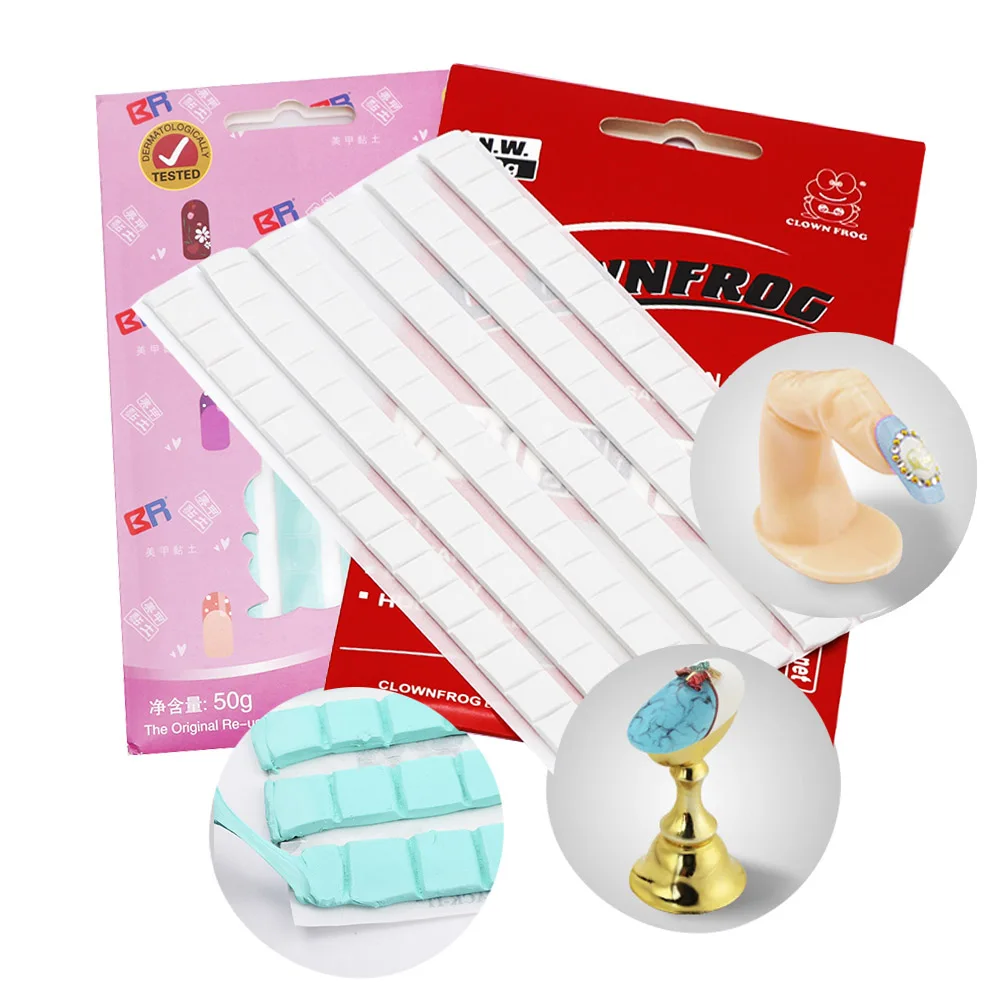 

1 Pack Nail Adhesive Glue Clay Removable Holder Display Stand Clay White/Blue Nail Clay Practice Tools