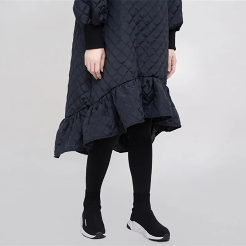 Женское свободное уличное платье Johnature однотонное утепленное с высоким