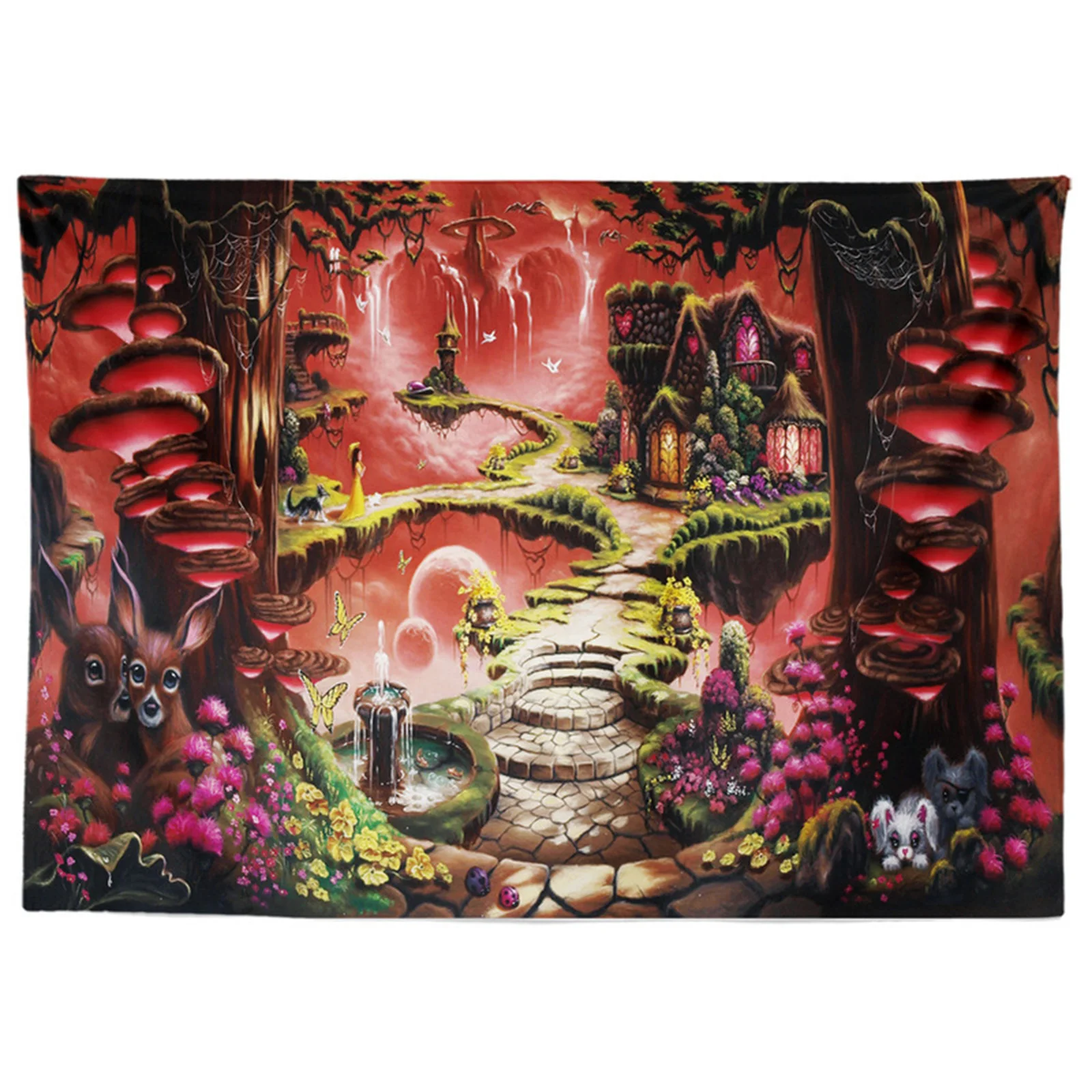 Фон грибного леса ковер Замок сказка психоделические красочными бабочками и