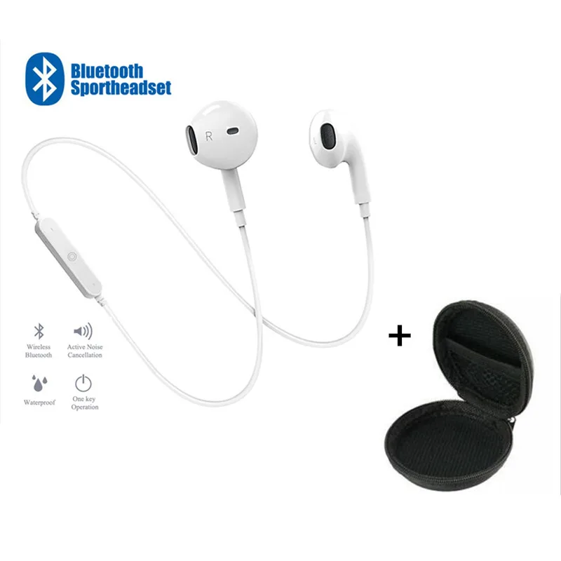 white with bag Спортивные шейные беспроводные наушники, музыкальные наушники, гарнитура, Bluetooth наушники с микрофоном для всех телефонов, для samsung huawei - Цвет: white with bag