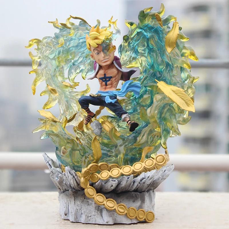 

18 cm One Piece Phoenix Gk Q Version Statue Marco White Beard Team Pvc Collection Figure Toys