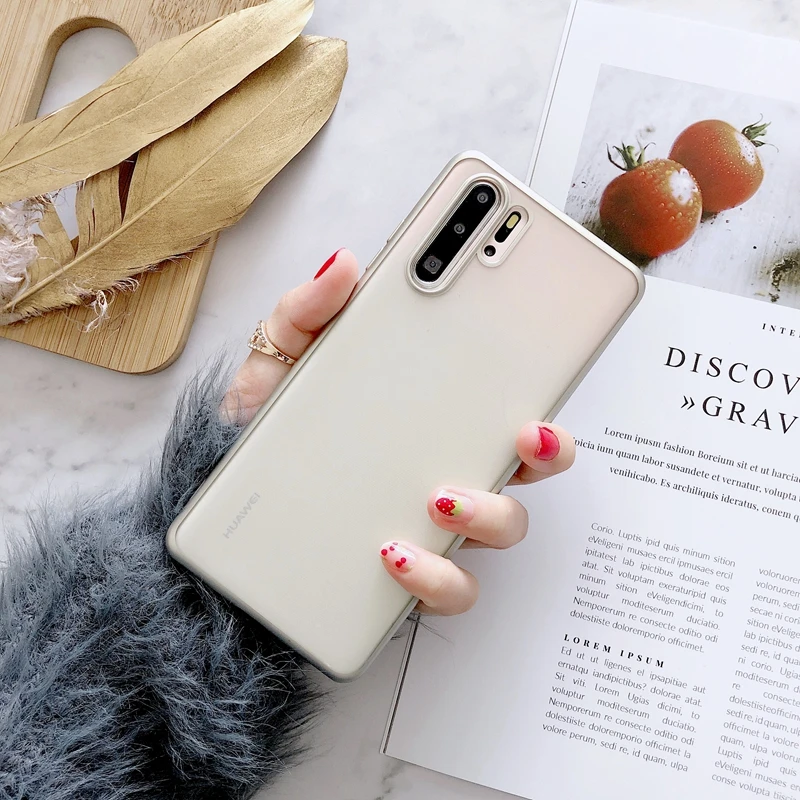Цветной матовый мягкий силиконовый прозрачный чехол из ТПУ с покрытием для Huawei P30