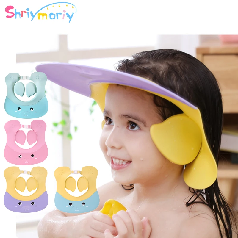 

Shriymariy Adjustable Baby Shower Shampoo Cap Wash Hair Shower Shield Hat for Infant Ear Protection Safe Child Bath Cap Hats