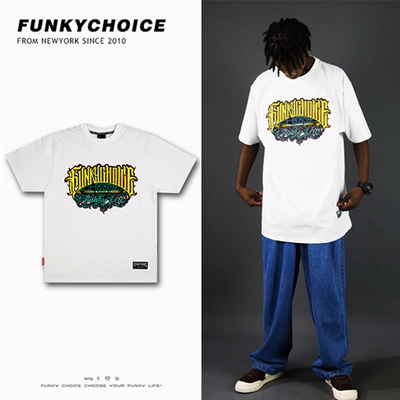 

Funky Choice Original Authentic Trendy Brand Hip-hop Men's Oversized T-shirt West Coast Rock Skateboard t-shirt rap Short-sleeve