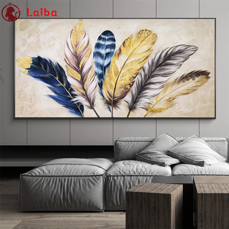 

pictures 5d diamond painting Modern art, colored feathers full novelty 2021 mosaic art diamond embroidery icons new hot