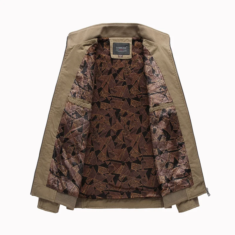 Осенняя и зимняя мужская куртка хлопковая ветровка воротник-стойка зимнее