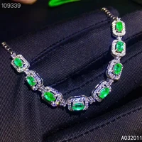 kjjeaxcmy fine jewelry natural emerald 925 sterling silver noble new girl gemstone hand bracelet support test hot selling