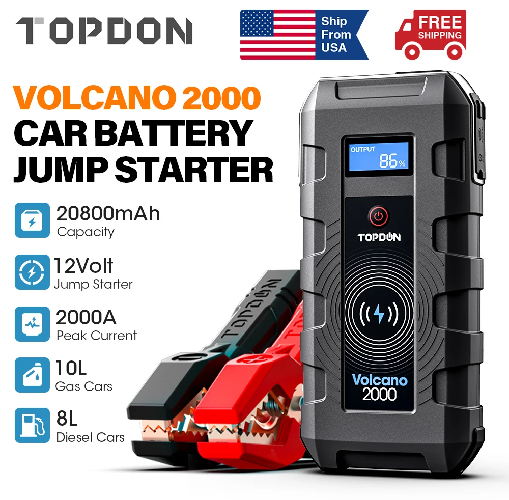 Пусковое устройство для автомобиля TOPDON V2000 20800 мАч а 12 В | Автомобили и мотоциклы