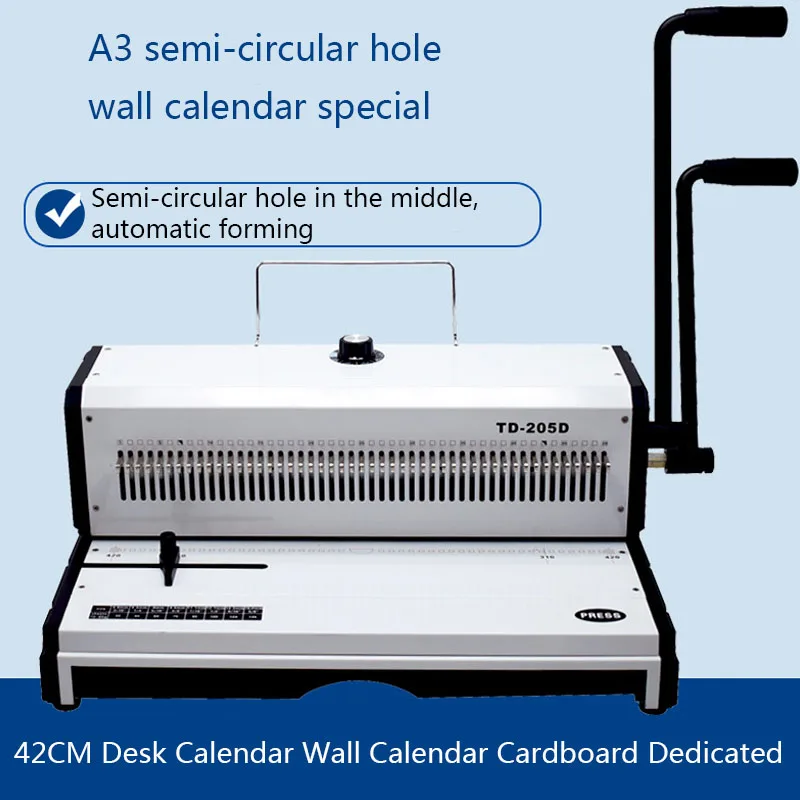 Satılık Ciltleme Makinesi TD-205D Manuel Spiral Ciltleme Makinesi Metal 49 Kare Delme Fotoğraf Albüm A3 Kağıt Delme Makinesi QX