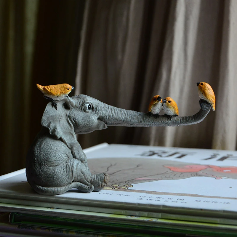 Figuritas de elefante bonitas y creativas, artesan&iacute;a de resina de animales en miniatura, accesorios de decoraci&oacute;n del hogar, jard&iacute;n de hadas, regalos de recuerdo-0