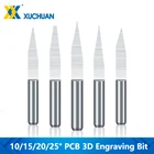 10 шт., V-образные наконечники для гравировки печатных плат, 2025-0,1 мм, 10150,7 градусов