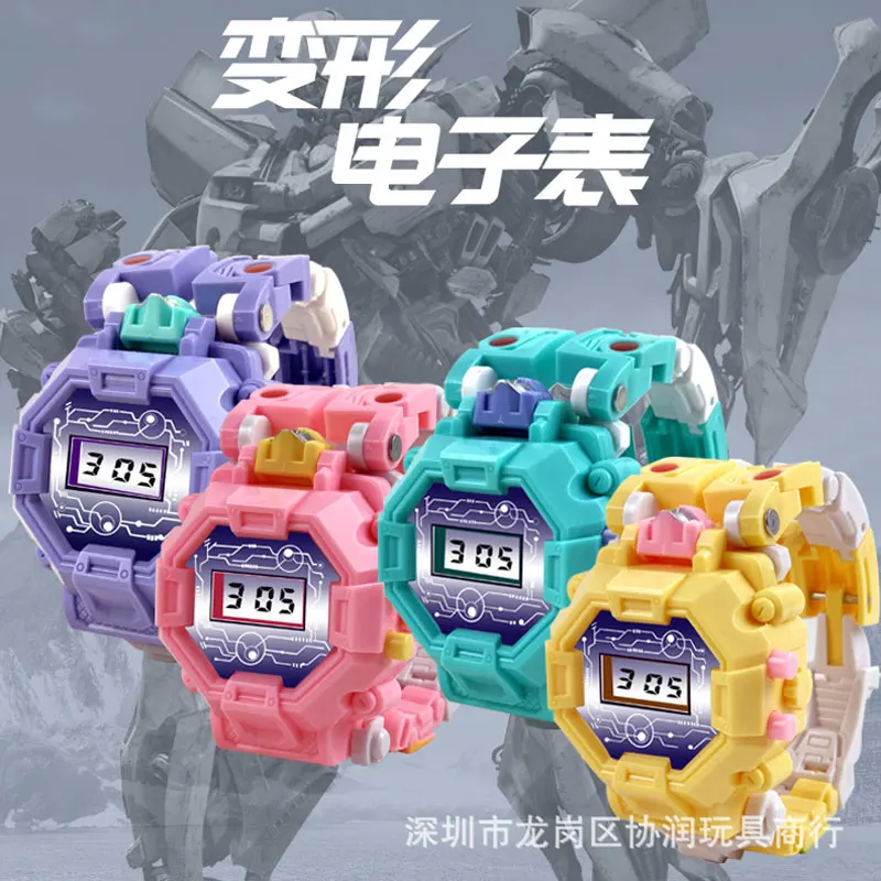 

Children Watch Nice PopFashion Deformation Electronic Kids Watches Toy The Robot Cartoon
