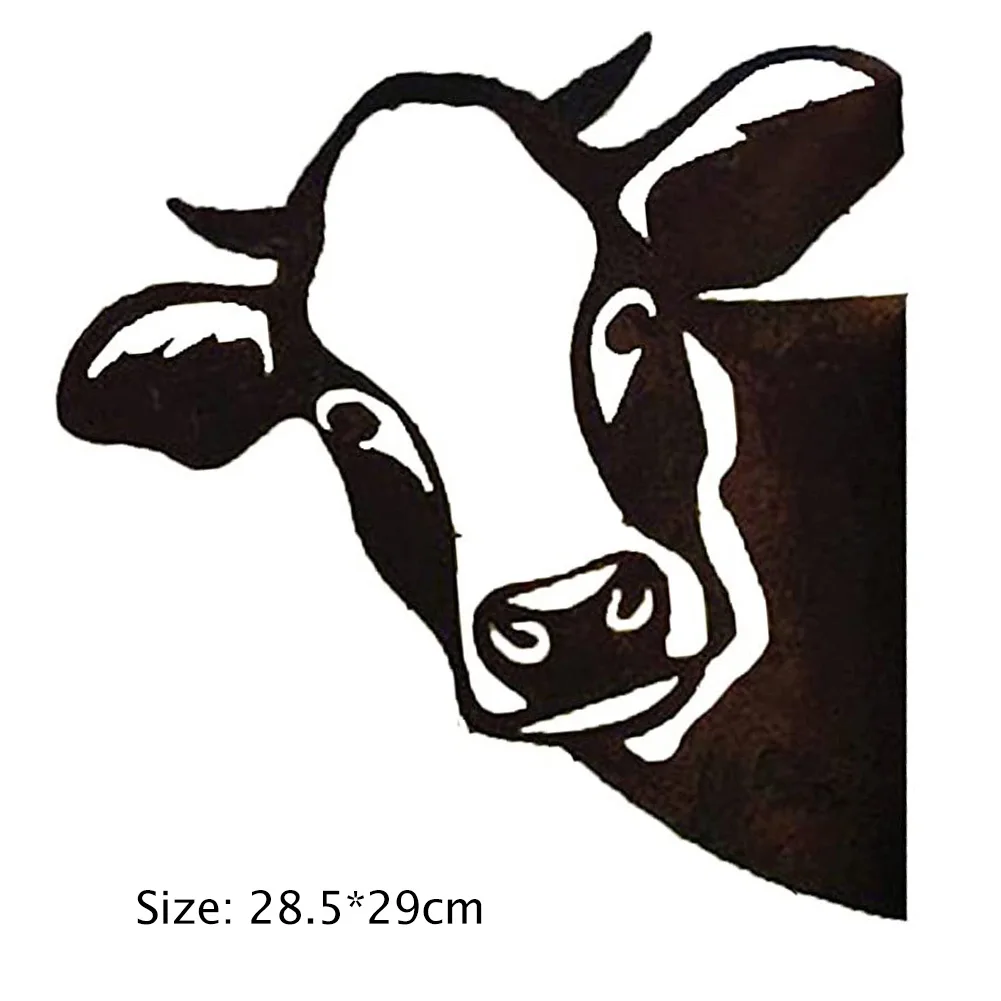 

3D Peeping Cow Fence Hanging Sculpture Metal Iron Bedroom Yard Courtyard Backyard Garden Peeping Cow Outdoor Ornament