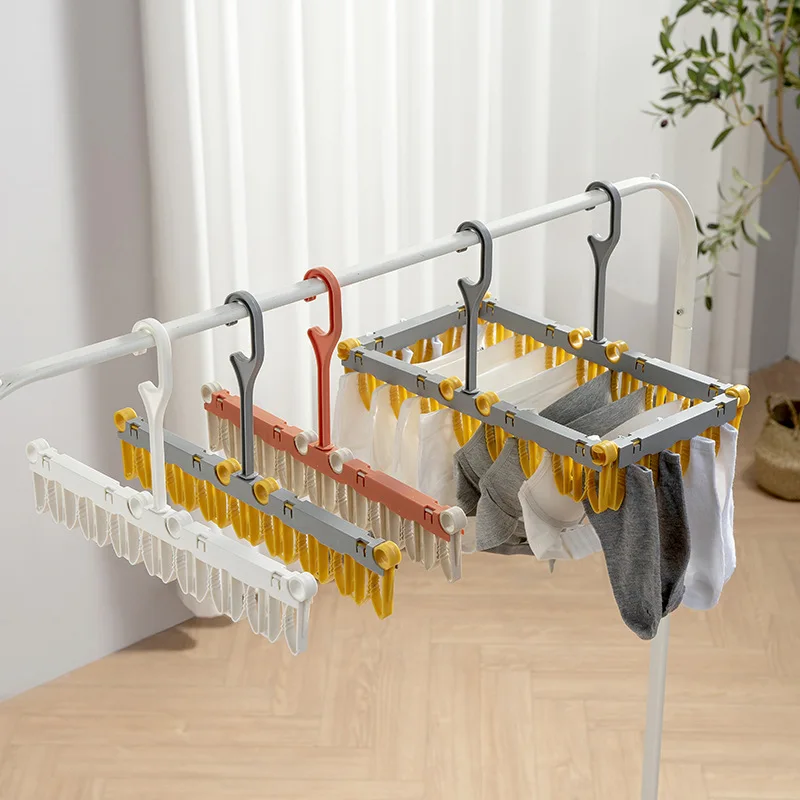 

Household Multifunctional Plastic Clothes Hanger Windproof Antiskid Airing Clip Combination Disassembly Assembly Socks Underwear