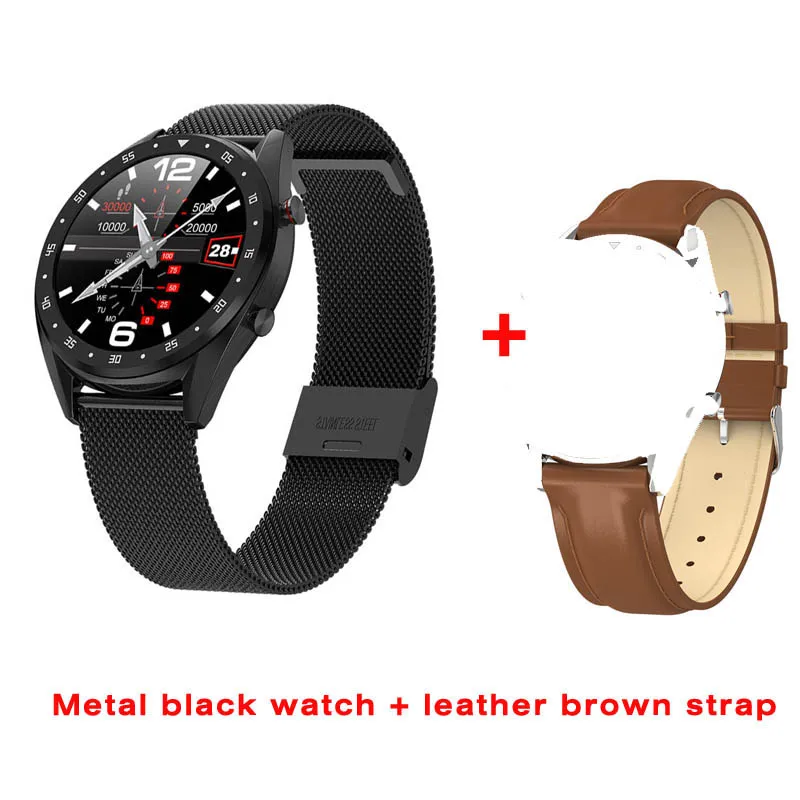 Greentiger L7 Bluetooth Смарт-часы для мужчин ЭКГ+ PPG HRV монитор сердечного ритма артериального давления IP68 Водонепроницаемый умный браслет Android IOS - Цвет: black add brown