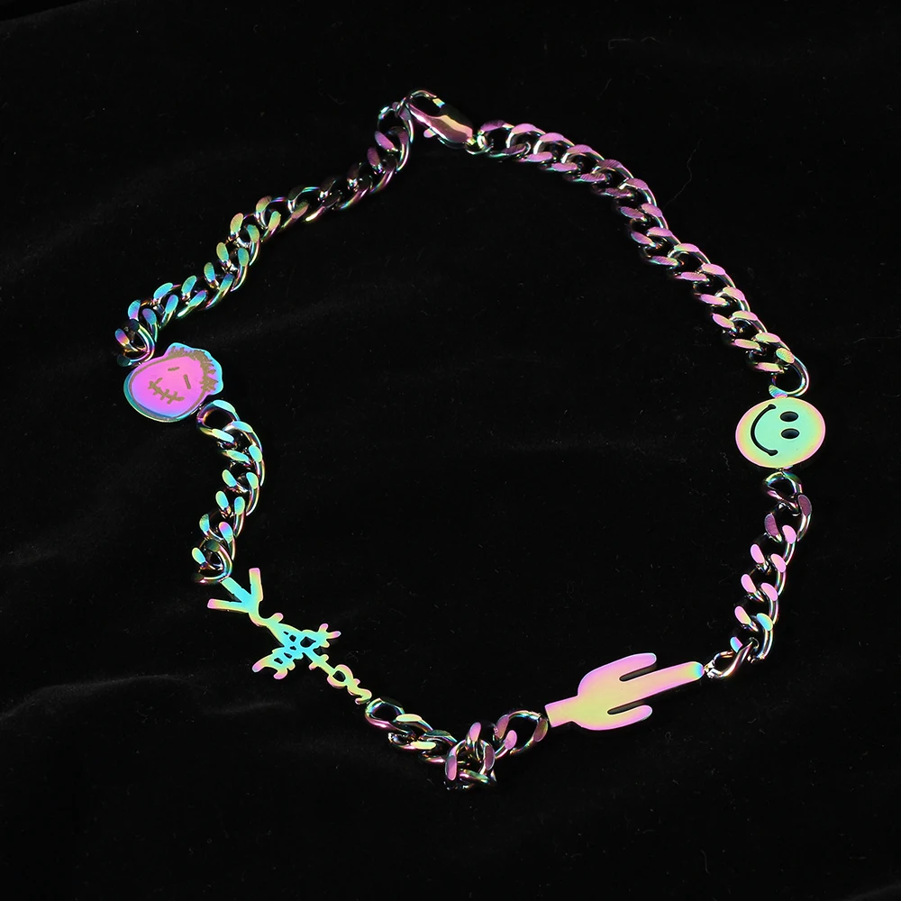 Ветронепроницаемое ожерелье из нержавеющей стали Harajuku Трэвиса Скотта кактуса