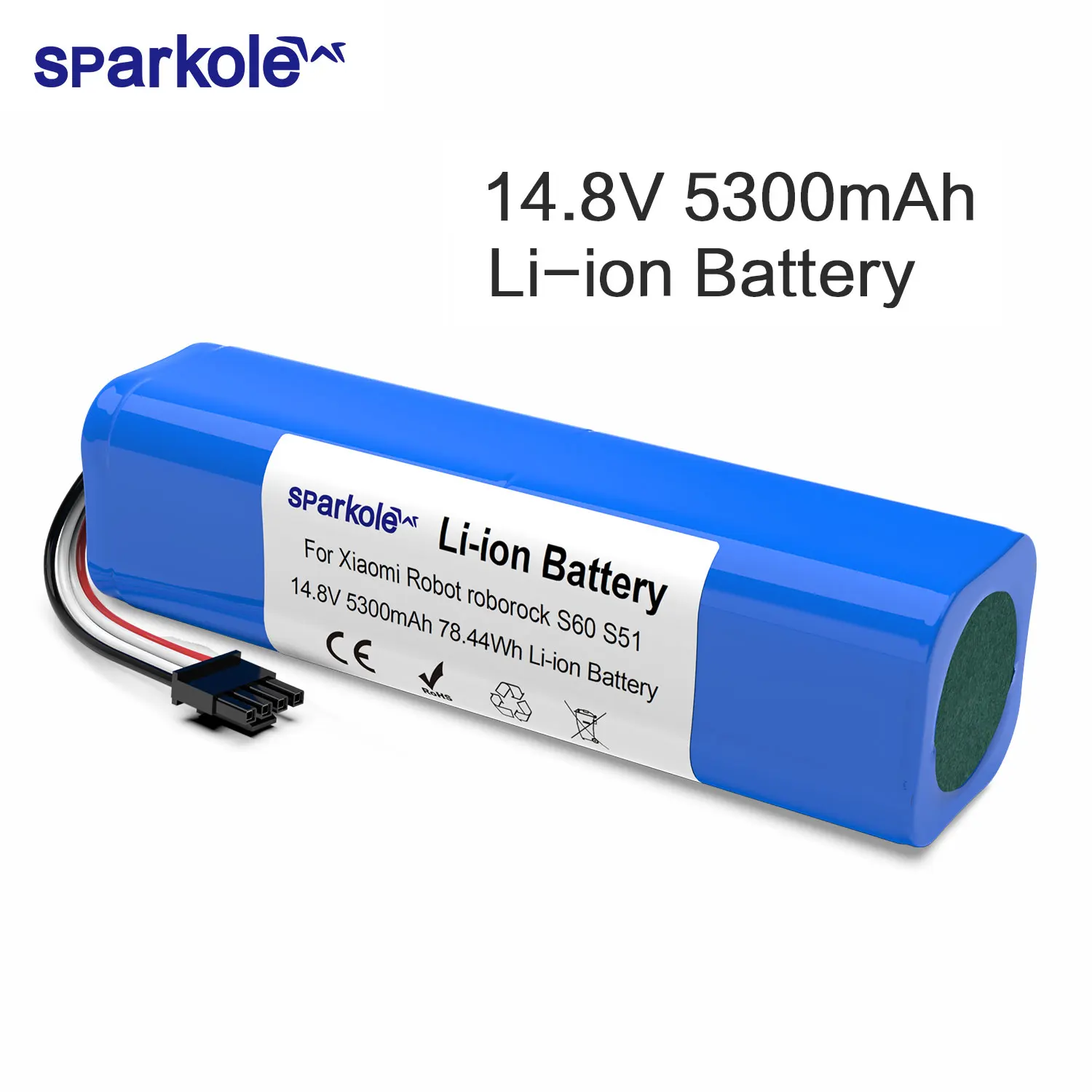

Sparkole Li-ion battery 14.8V 5300mAh Li-ion battery for xiaomi mijia vacuum cleaner 2nd roborock S50 S51 S55