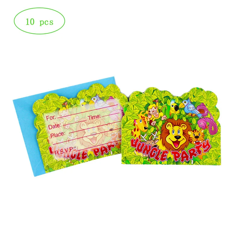 6pcs cards Джунгли вечерние животные бумажные тарелки для дня рождения вечерние украшения для детей одноразовые столовая посуда все для праздника свадебные украшения - Цвет: 6pcs cards