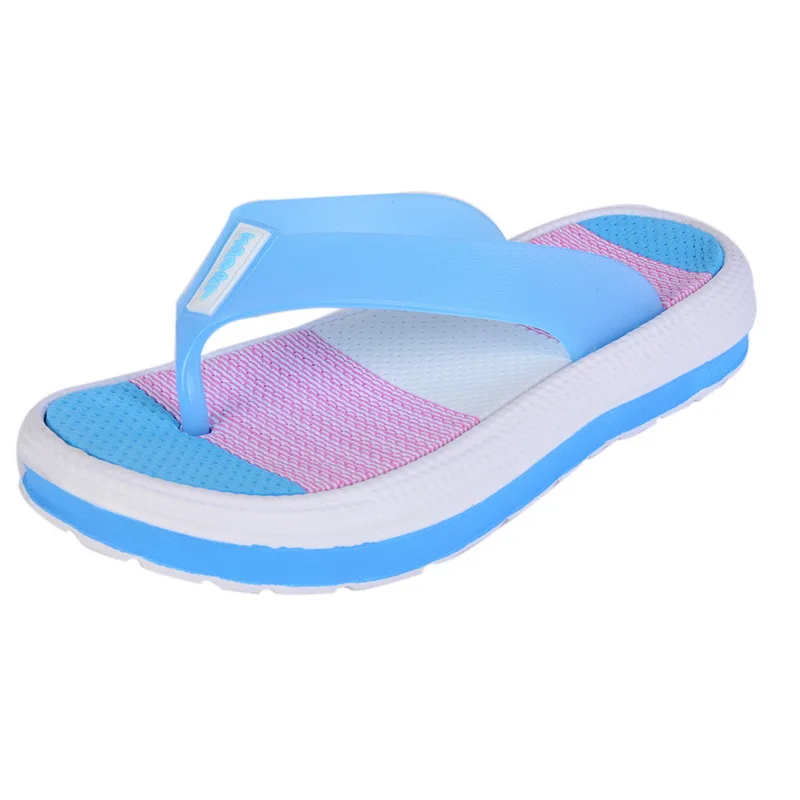 1-sky blue Oeak/ г.; шлепанцы с эффектом торможения; женские повседневные массажные шлепанцы; пляжные сандалии; женская обувь; тапочки в полоску - Цвет: 1-sky blue