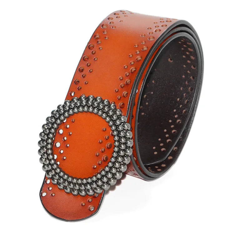 New Womens Hollow Out Belt Genuine Leather Belts for Women Female Gold Pin Buckle Strap Fancy Vintage Jeans Dropshipping |