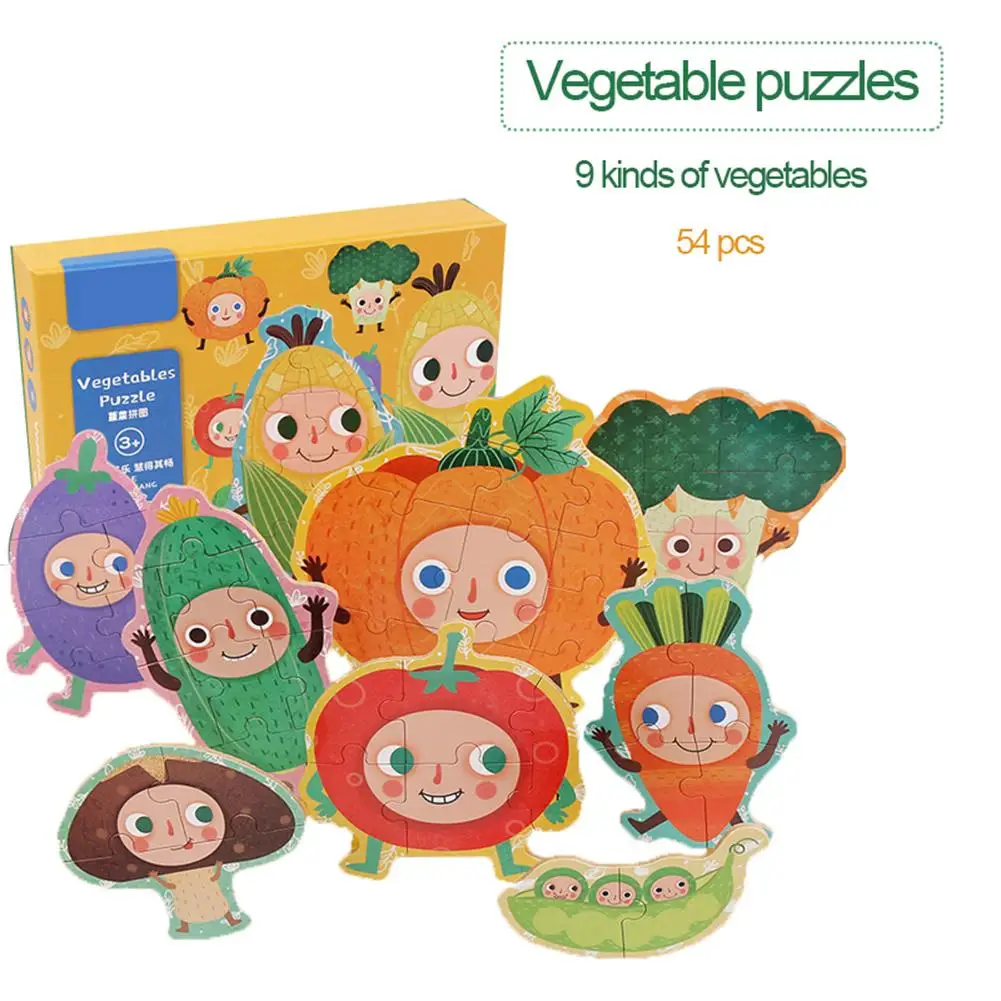 

Kid Cute Dinosaur Vehicle Jungle Animal Wooden Jigsaw Puzzle Early Education Toy