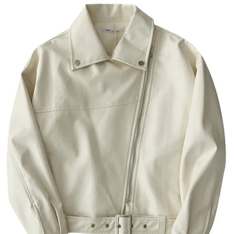 

Kimutomo Women Jackets Autumn 2020 Korean Style Female Loose Turn-down Collar Zippers Pockets Slim Black Tops Streetwear