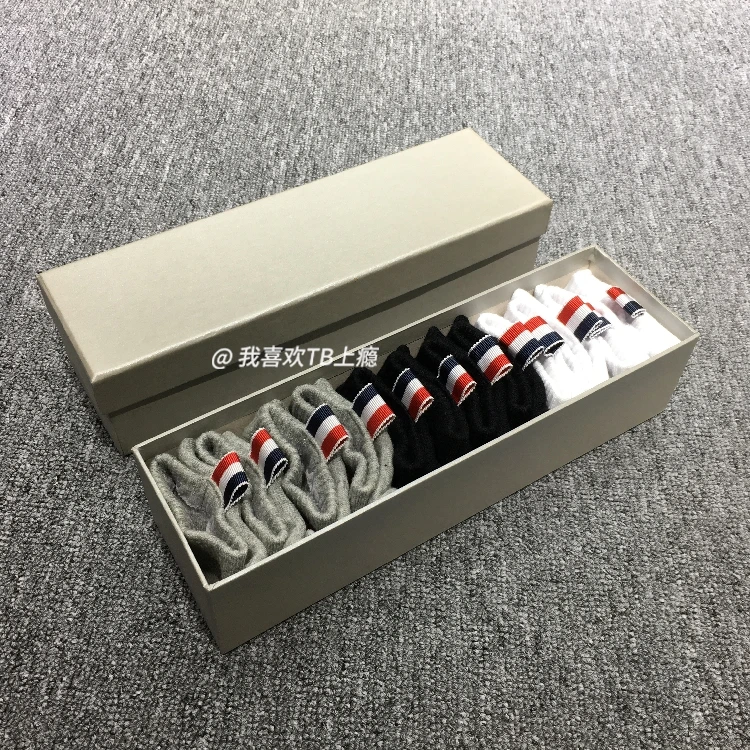 

TB 2021 Fashion THOM Brand Socks Men Women Cotton Striped No Show Casual Sports Crew Socks Ankle Ins 6 Pairs