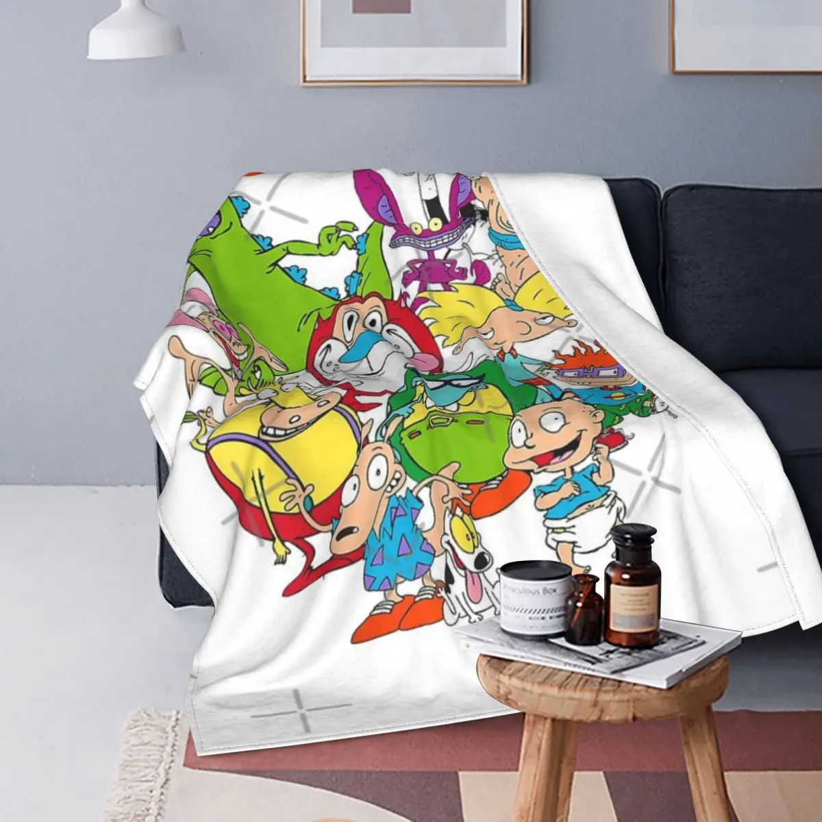 

Manta con estampado de personajes Retro de los 90, colcha de cama, edredones a cuadros, toalla de playa con capucha, toalla de p