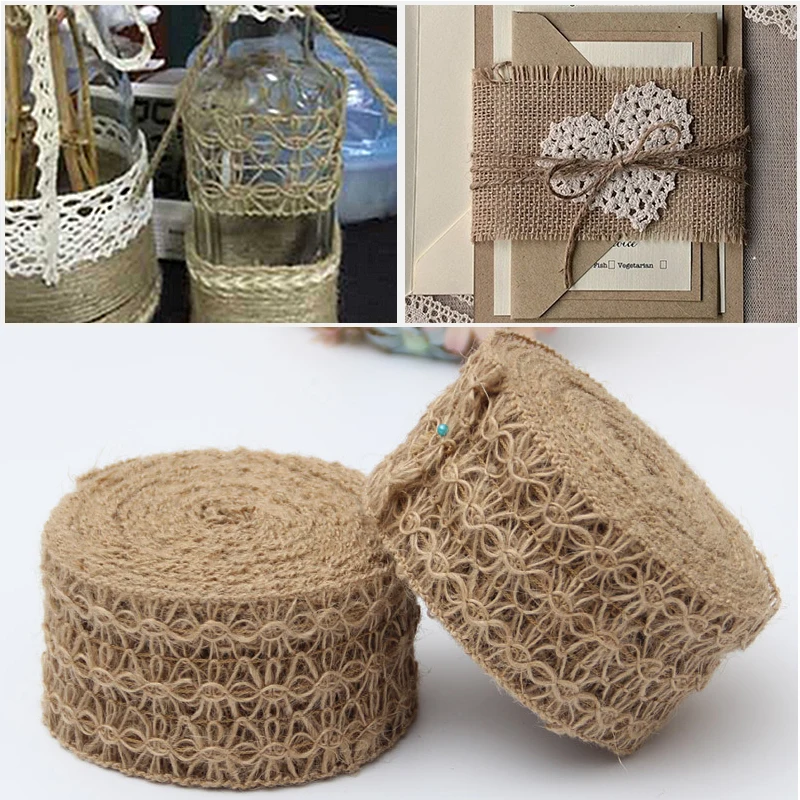 2 м натуральные гессийские джут шпагат с цветочным узором веревки для рукоделия